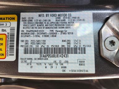 منظر 2020 FORD FUSION TITANIUM، زاوية 13