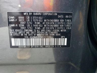 Вид 2021 SUBARU ASCENT LIMITED, угол 14