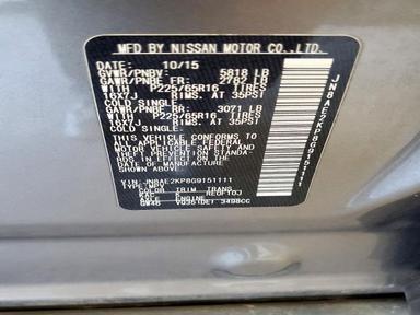 Vue de 2016 NISSAN QUEST 3.5 SV, angle 13