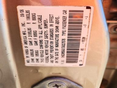 2007 HONDA ACCORD LX view, angle 12