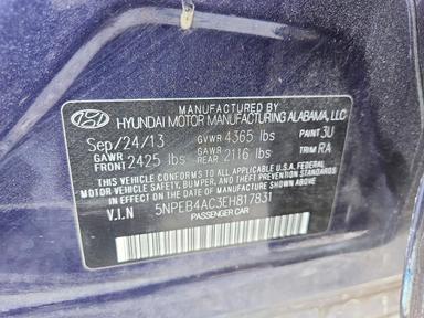 Vedere 2014 HYUNDAI SONATA GLS, unghi 12