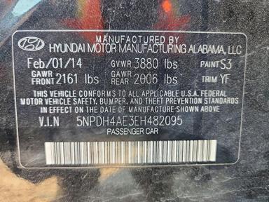 منظر 2014 HYUNDAI ELANTRA SE، زاوية 12