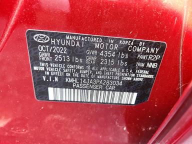 Vue de 2023 HYUNDAI SONATA SEL, angle 12