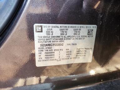 Vista de 2015 CHEVROLET SILVERADO K1500 LT, ángulo 13