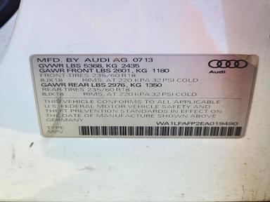 Vue de 2014 AUDI Q5 PREMIUM PLUS, angle 13